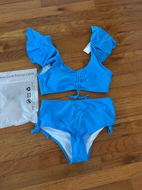 Beach Sissi Women's Blue Ruffle Sleeve Bikini Set